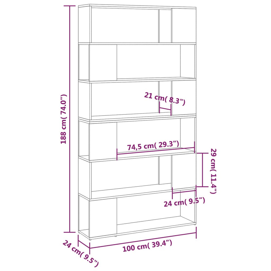Boekenkast/Kamerscherm 00X24X88 Cm Wit