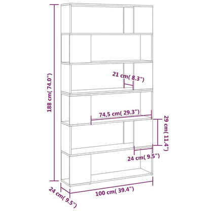 Boekenkast/Kamerscherm 100X24X188 Cm Betongrijs