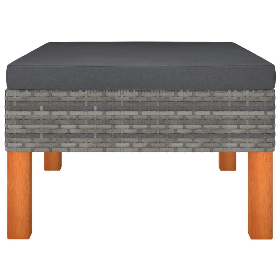 6-Delige Loungeset Poly Rattan En Eucalyptushout Grijs 3x hoek + midden + armstoel + voetenbank