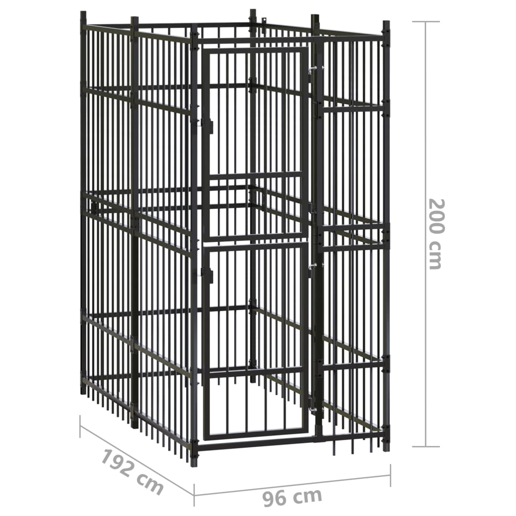 Hondenkennel 1,84 M² Staal 96 x 192 x 200 cm Zonder luifel