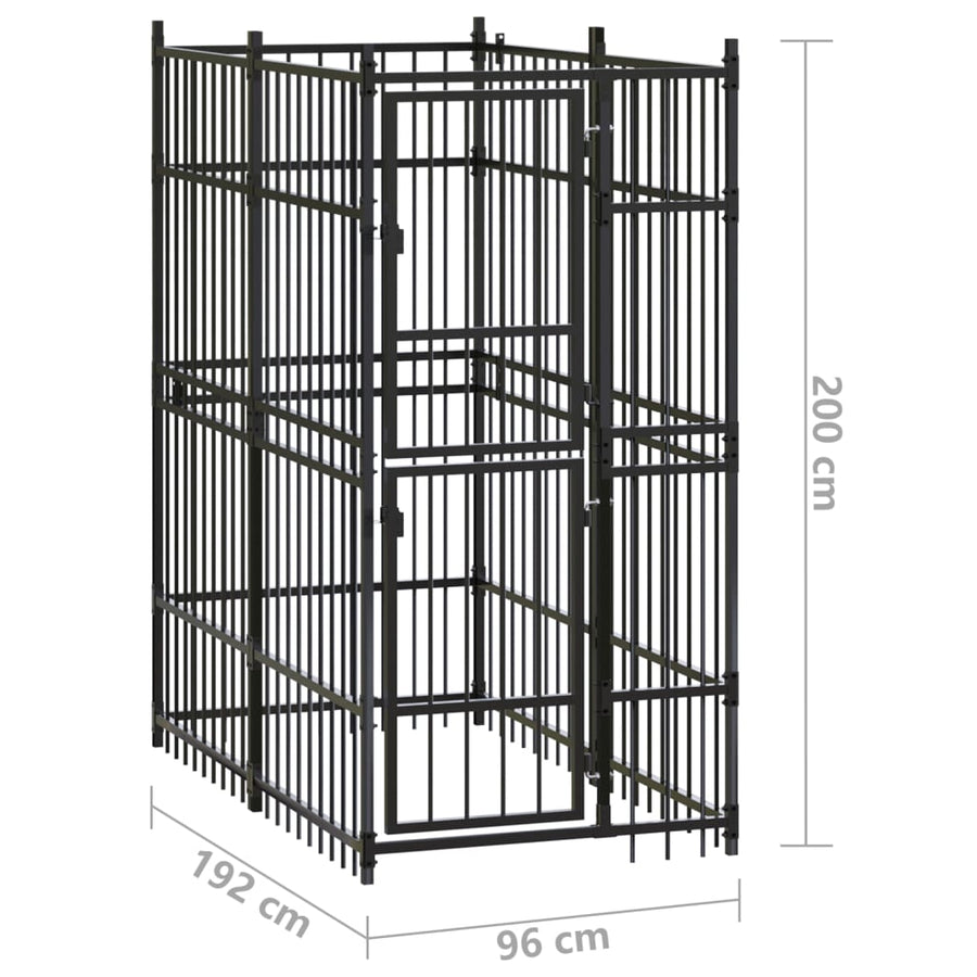 Hondenkennel 1,84 M² Staal 96 x 192 x 200 cm Zonder luifel