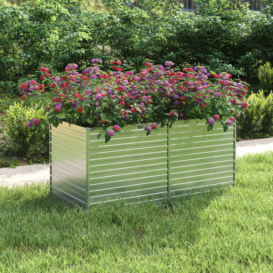 Plantenbak Verhoogd Gegalvaniseerd Staal Zilver 160 x 80 x 77 cm