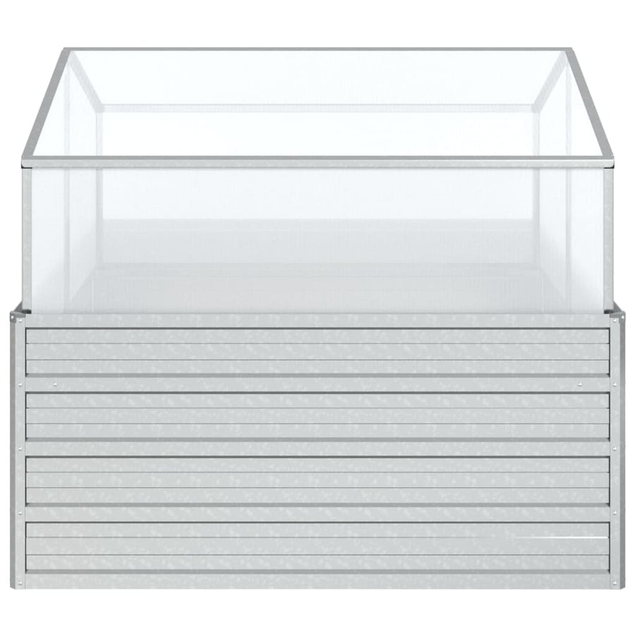 Plantenbak Met Kas Verhoogd 100X100X85 Cm Zilverkleurig