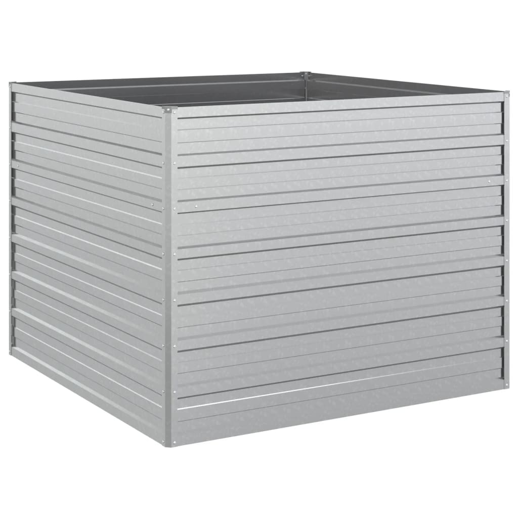 Plantenbak Verhoogd Gegalvaniseerd Staal Zilver 100 x 100 x 77 cm