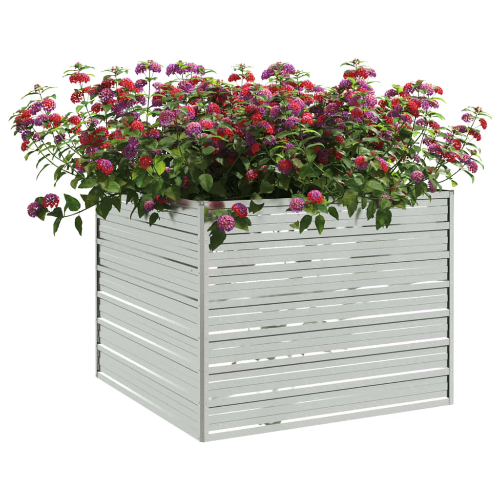Plantenbak Verhoogd Gegalvaniseerd Staal Zilver 100 x 100 x 77 cm