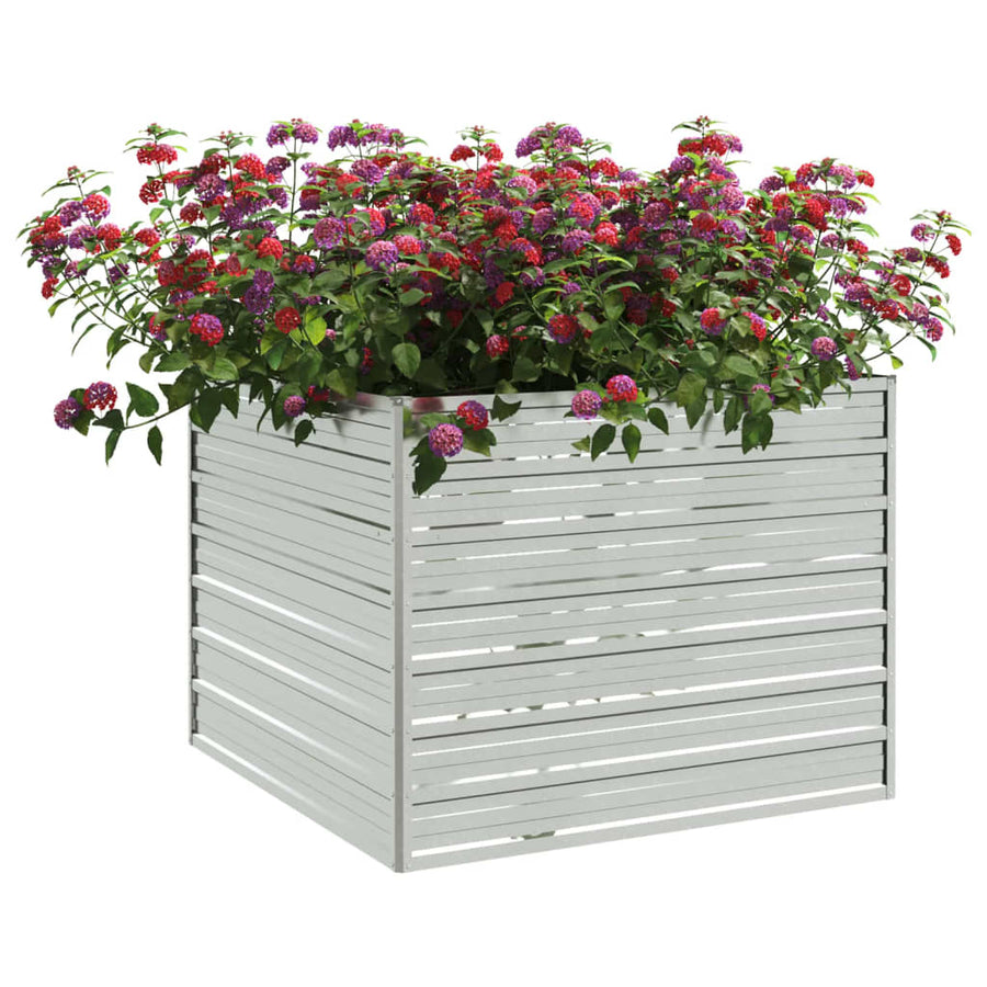 Plantenbak Verhoogd Gegalvaniseerd Staal Zilver 100 x 100 x 77 cm