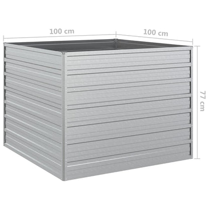 Plantenbak Verhoogd Gegalvaniseerd Staal Zilver 100 x 100 x 77 cm