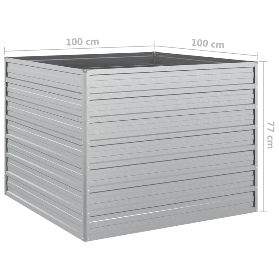 Plantenbak Verhoogd Gegalvaniseerd Staal Zilver 100 x 100 x 77 cm