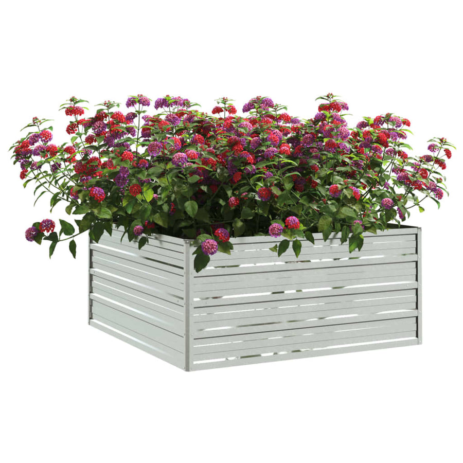Plantenbak Verhoogd Gegalvaniseerd Staal Zilver 100 x 100 x 45 cm