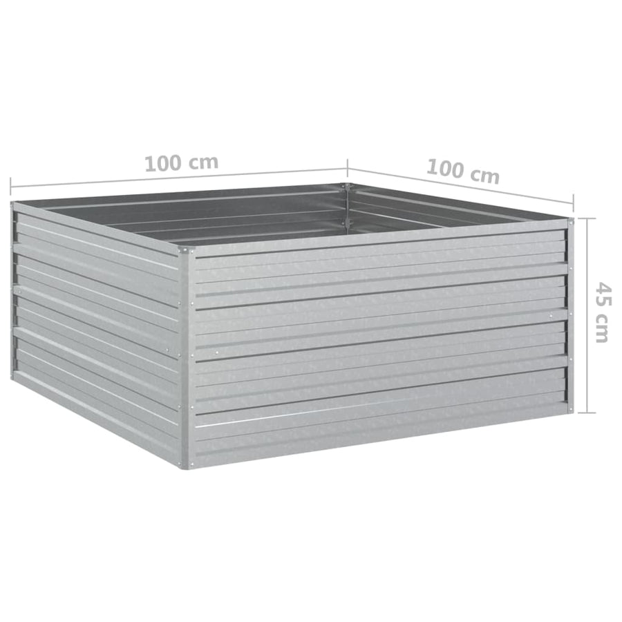 Plantenbak Verhoogd Gegalvaniseerd Staal Zilver 100 x 100 x 45 cm
