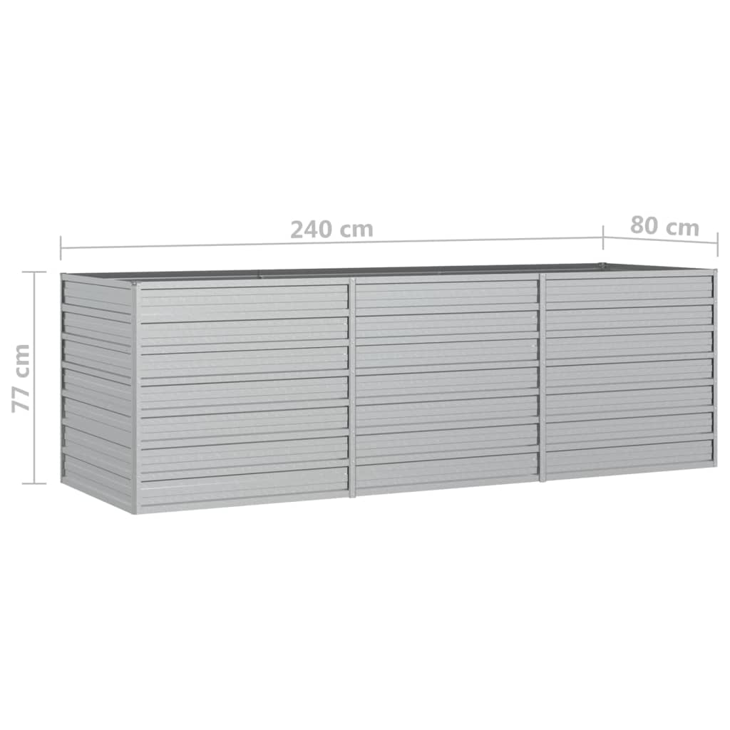 Plantenbak Verhoogd Gegalvaniseerd Staal Zilver 240 x 80 x 77 cm