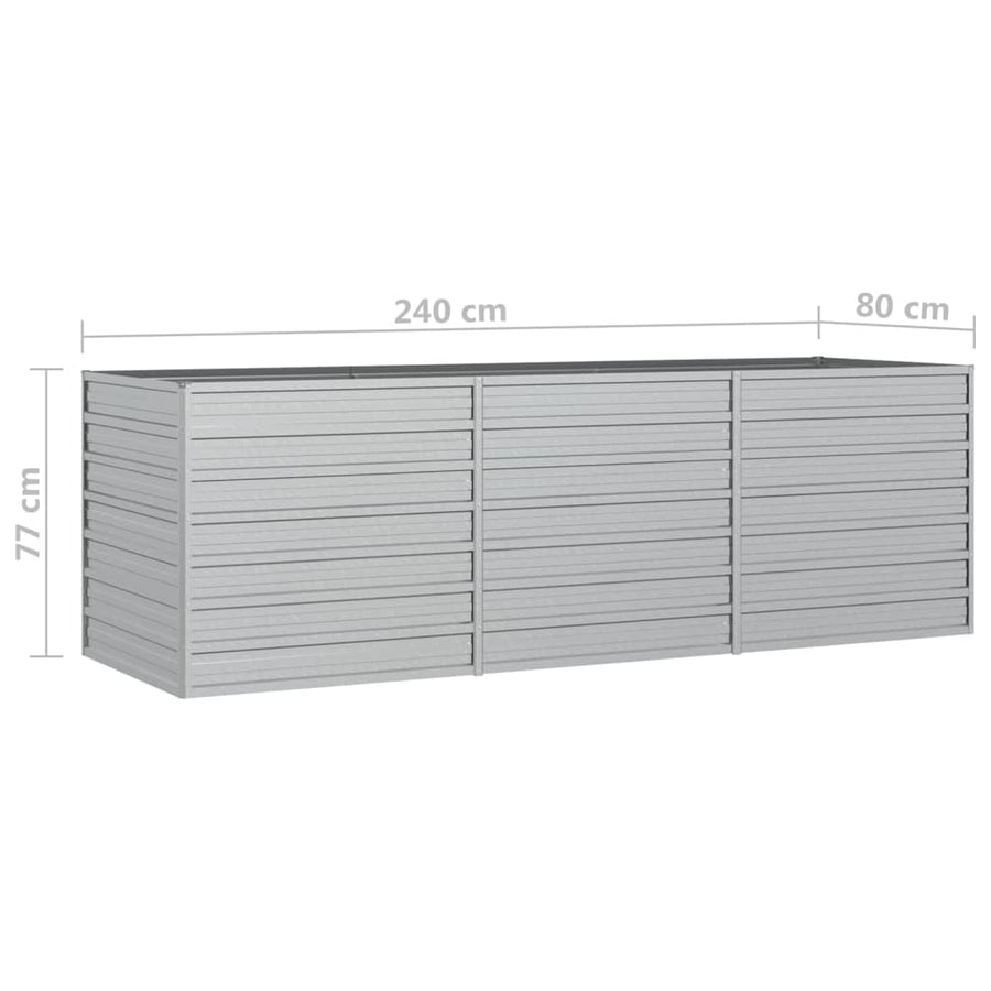 Plantenbak Verhoogd Gegalvaniseerd Staal Zilver 240 x 80 x 77 cm