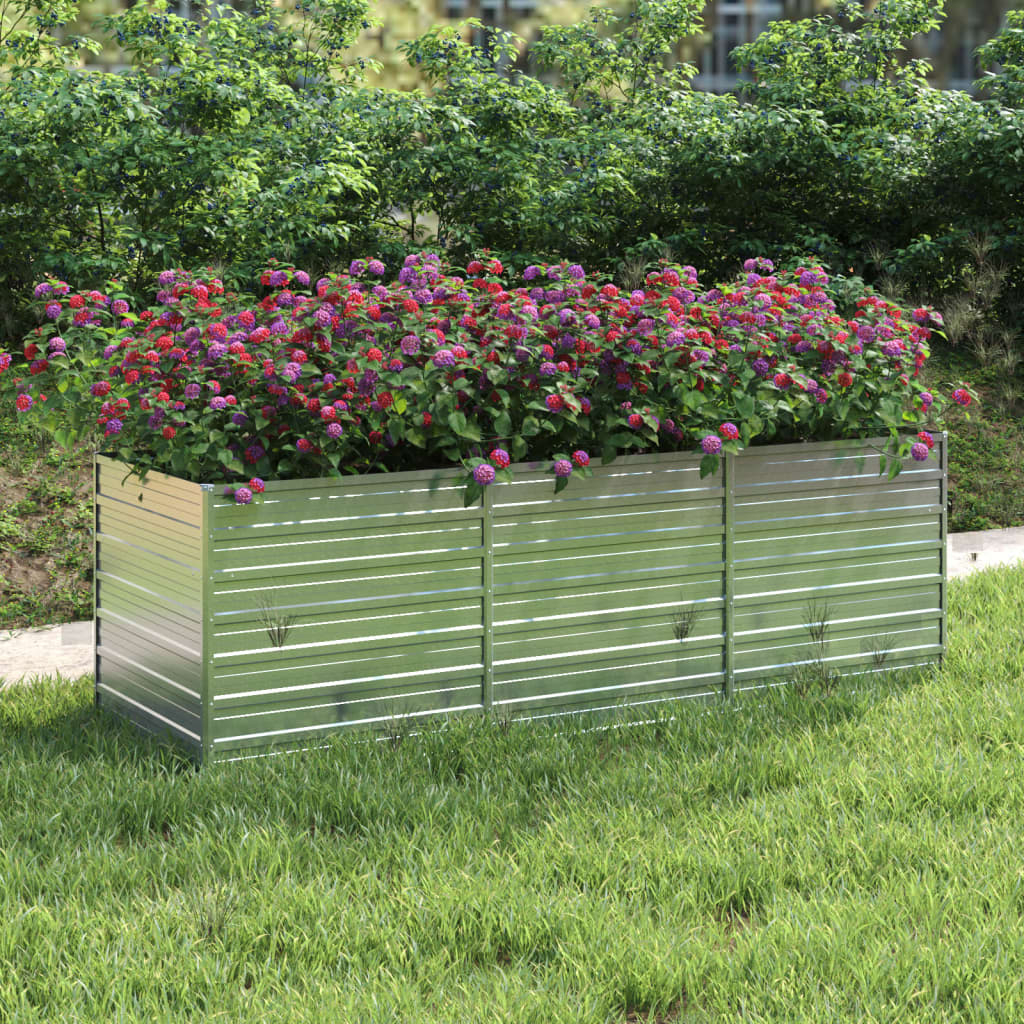 Plantenbak Verhoogd Gegalvaniseerd Staal Zilver 240 x 80 x 77 cm