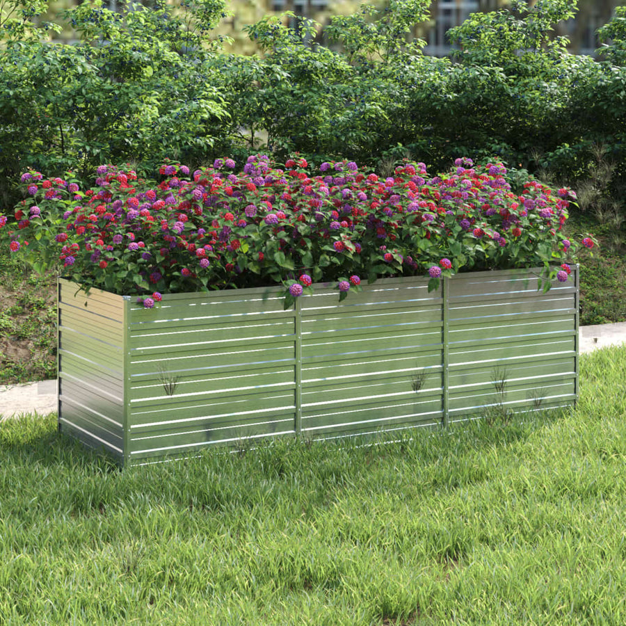 Plantenbak Verhoogd Gegalvaniseerd Staal Zilver 240 x 80 x 77 cm
