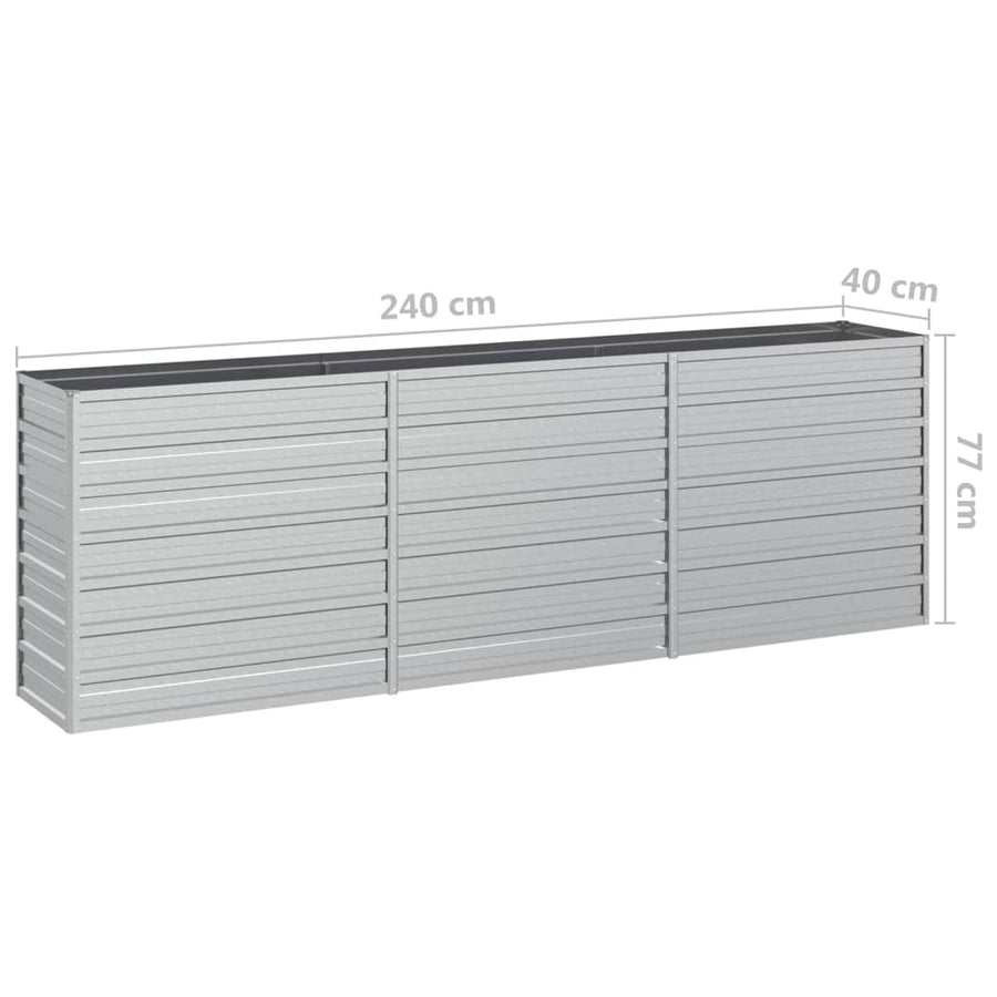 Plantenbak Verhoogd Gegalvaniseerd Staal Zilver 240 x 40 x 77 cm