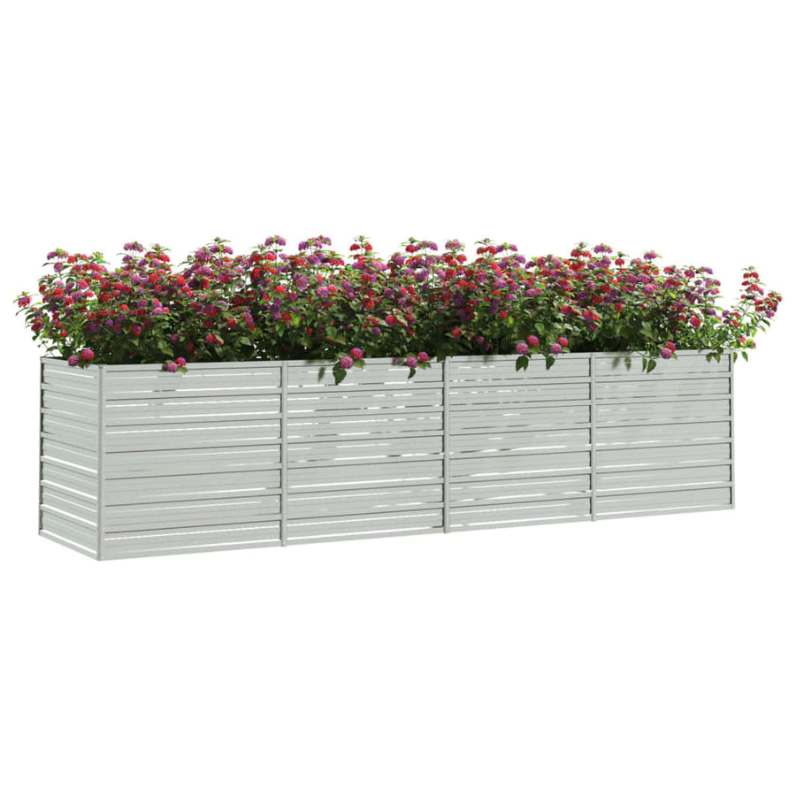 Plantenbak Verhoogd Gegalvaniseerd Staal Zilver 320 x 80 x 77 cm