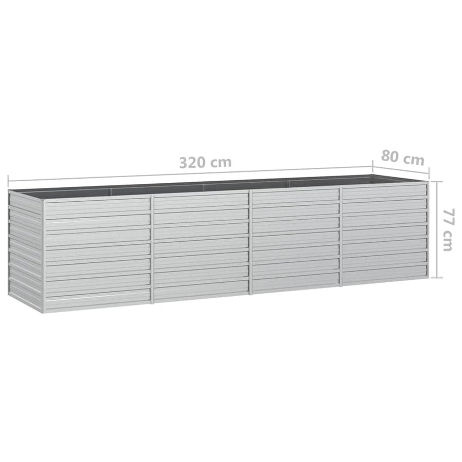 Plantenbak Verhoogd Gegalvaniseerd Staal Zilver 320 x 80 x 77 cm