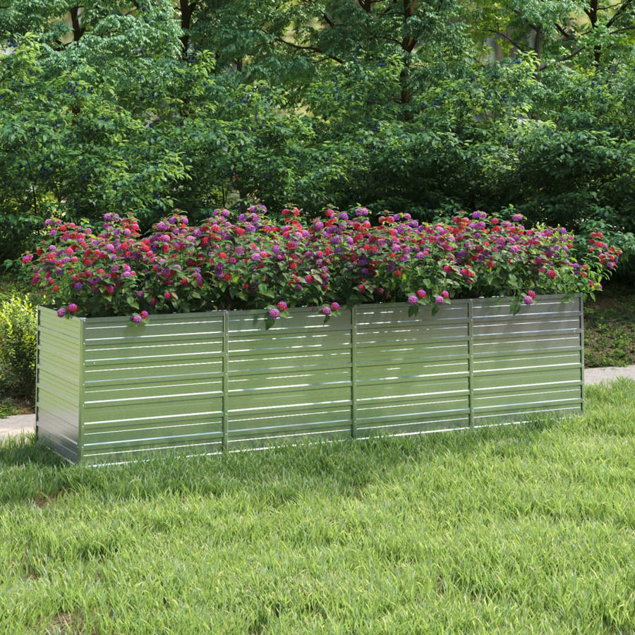 Plantenbak Verhoogd Gegalvaniseerd Staal Zilver 320 x 80 x 77 cm