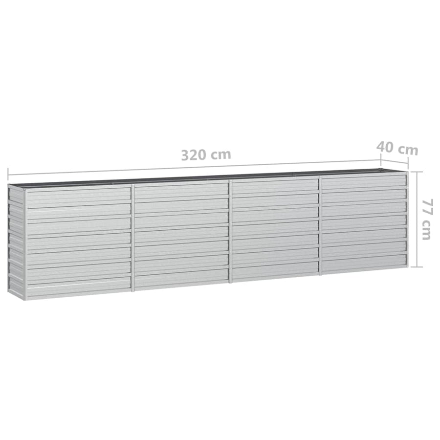 Plantenbak Verhoogd Gegalvaniseerd Staal Zilver 320 x 40 x 77 cm