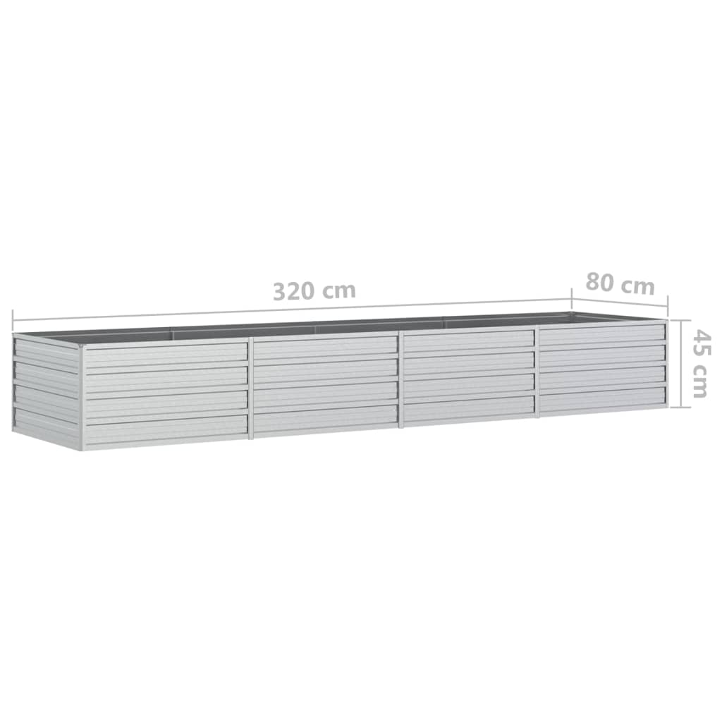 Plantenbak Verhoogd Gegalvaniseerd Staal Zilver 320 x 80 x 45 cm
