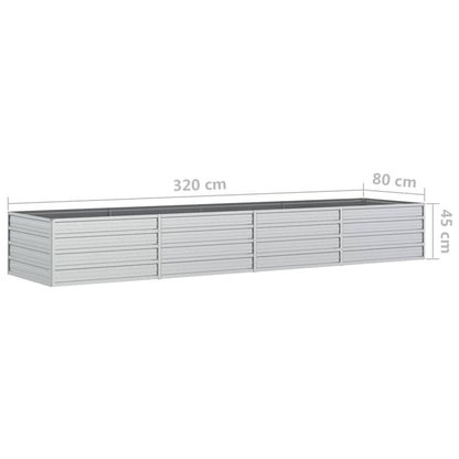 Plantenbak Verhoogd Gegalvaniseerd Staal Zilver 320 x 80 x 45 cm