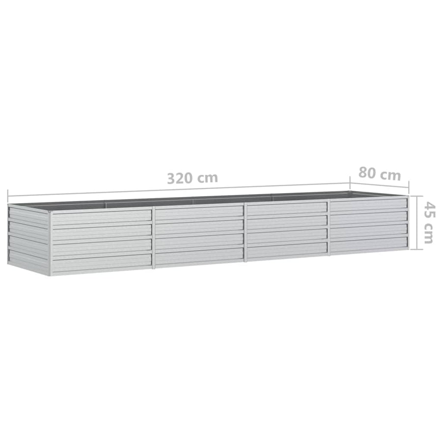 Plantenbak Verhoogd Gegalvaniseerd Staal Zilver 320 x 80 x 45 cm