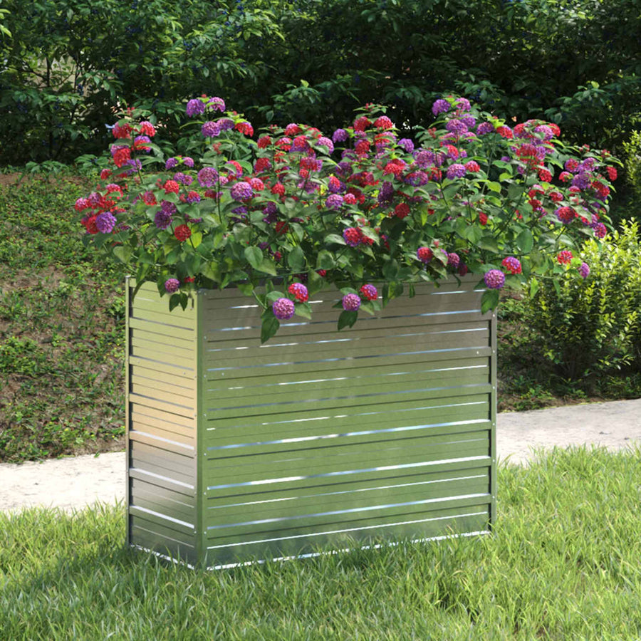 Plantenbak Verhoogd Gegalvaniseerd Staal Zilver 100 x 40 x 77 cm