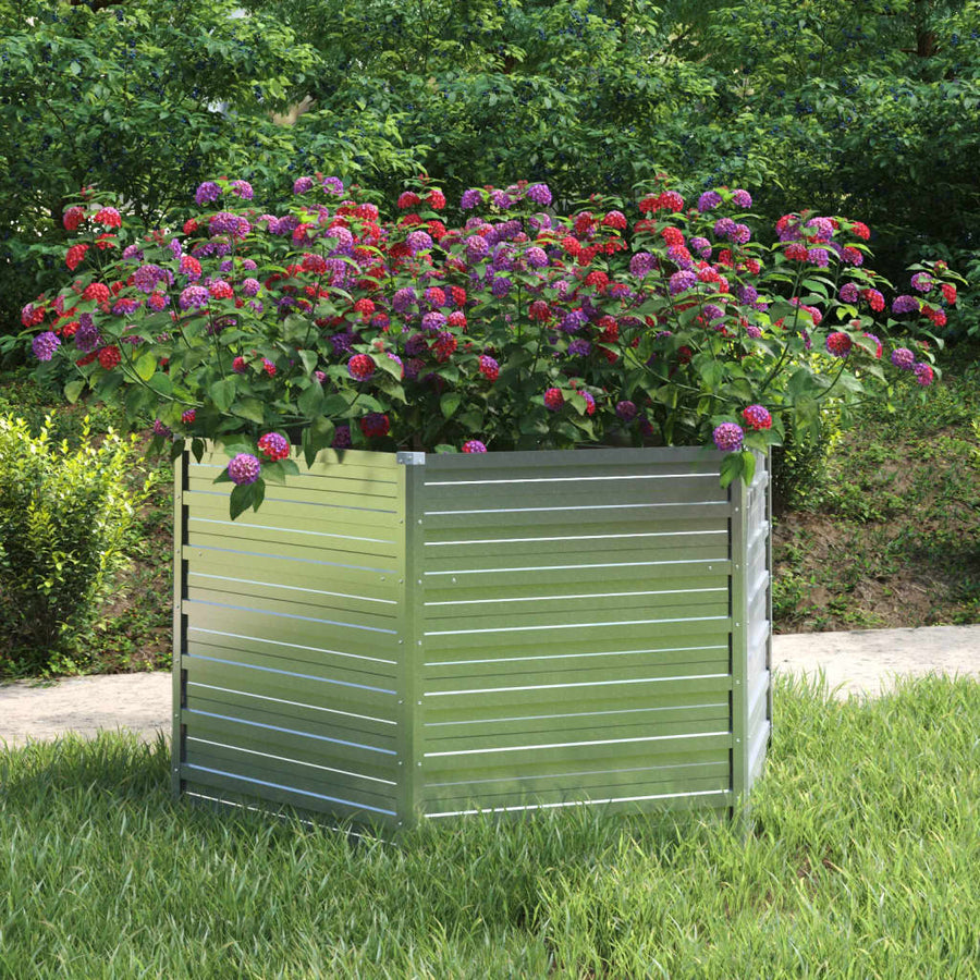 Plantenbak Verhoogd 29X77 Cm Gegalvaniseerd Staal Kleur 129 x 129 x 77 cm Zilver