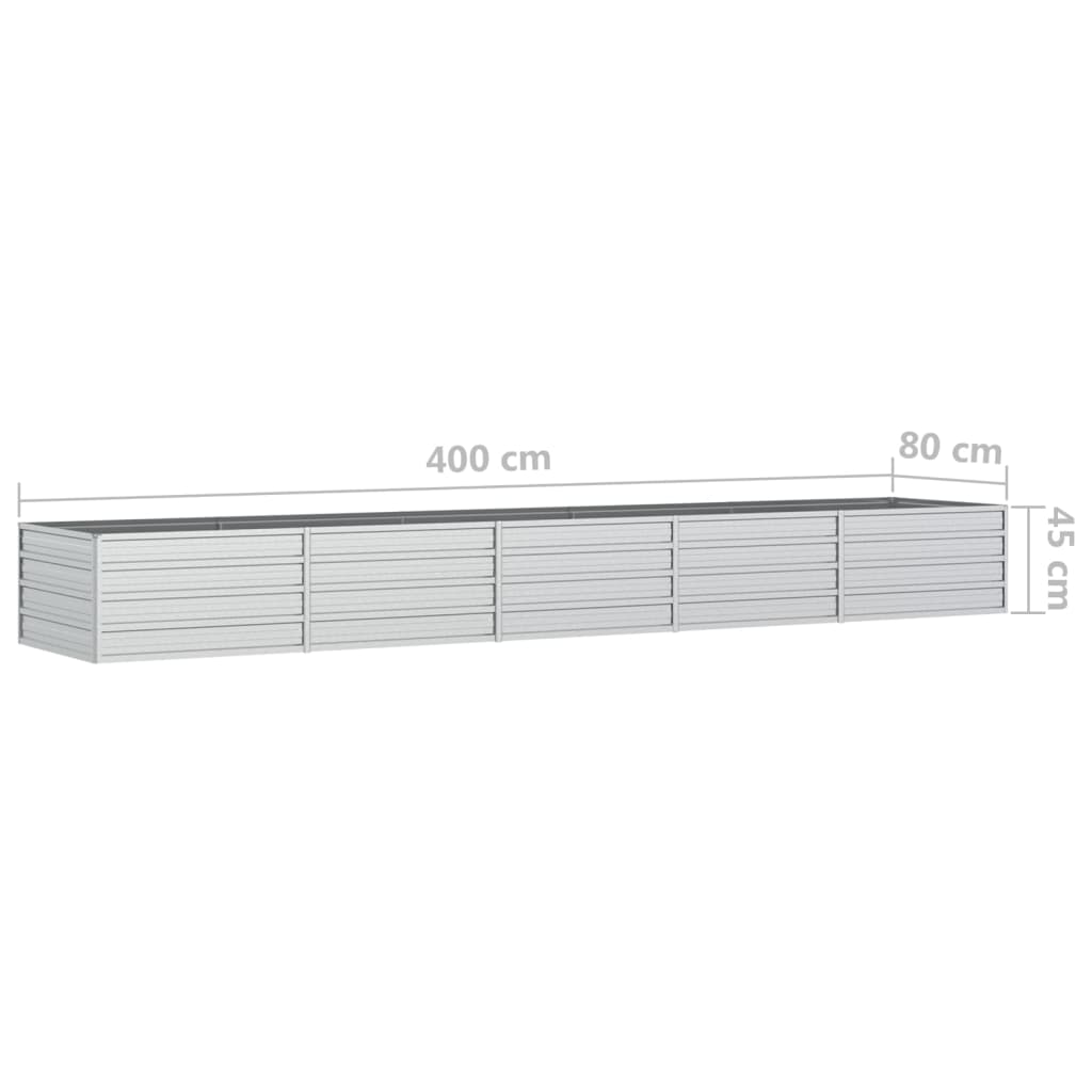 Plantenbak Verhoogd Gegalvaniseerd Staal Zilver 400 x 80 x 45 cm