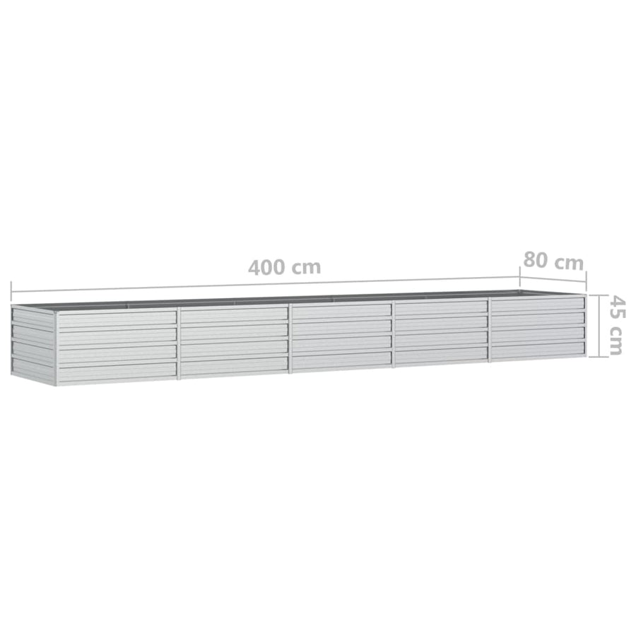Plantenbak Verhoogd Gegalvaniseerd Staal Zilver 400 x 80 x 45 cm