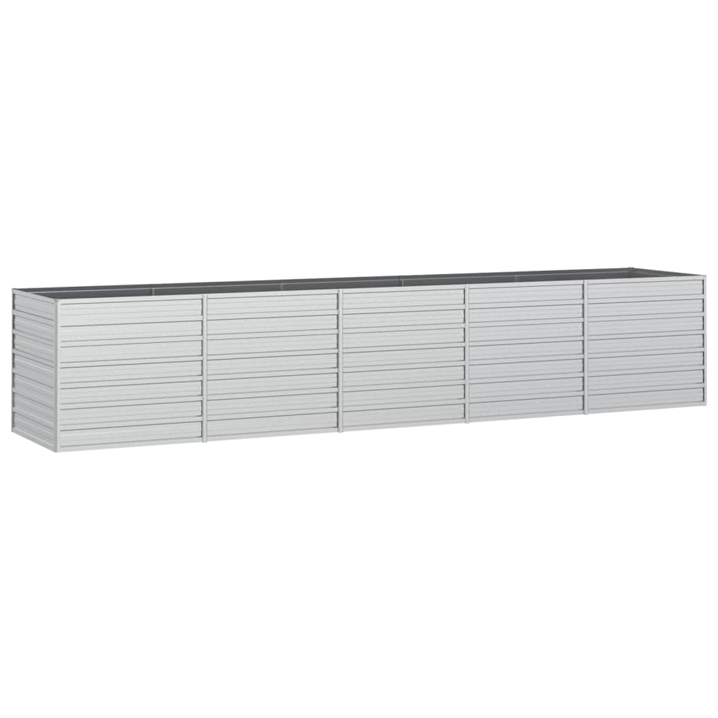 Plantenbak Verhoogd 400X80X45 Cm Gegalvaniseerd Staal Zilver 400 x 80 x 77 cm
