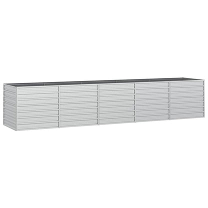 Plantenbak Verhoogd 400X80X45 Cm Gegalvaniseerd Staal Zilver 400 x 80 x 77 cm