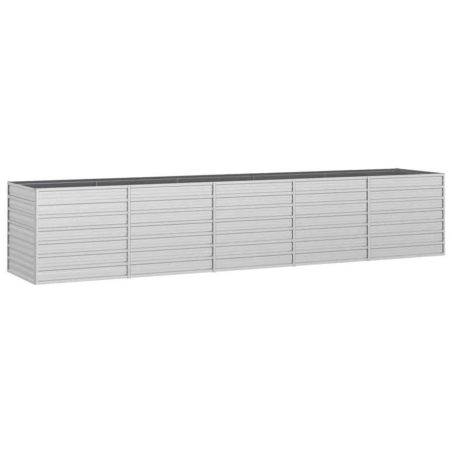 Plantenbak Verhoogd 400X80X45 Cm Gegalvaniseerd Staal Zilver 400 x 80 x 77 cm