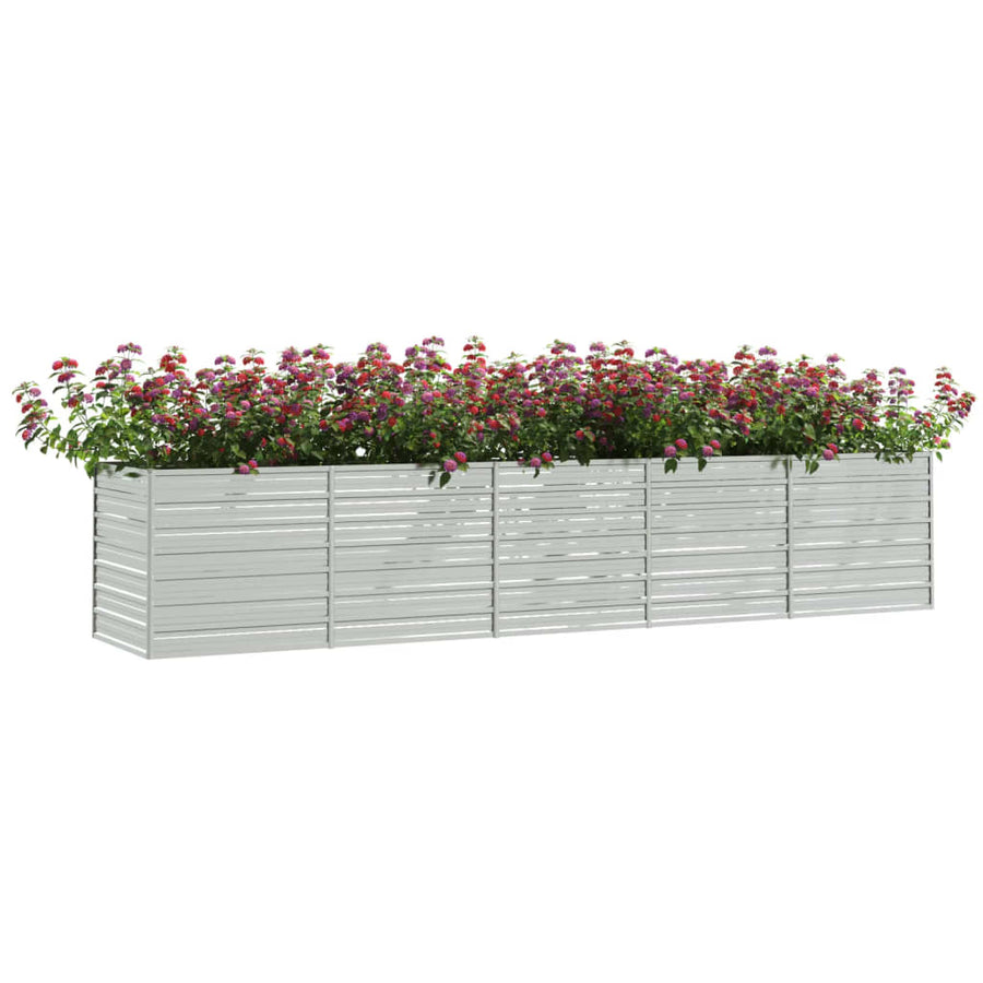 Plantenbak Verhoogd 400X80X45 Cm Gegalvaniseerd Staal Zilver 400 x 80 x 77 cm