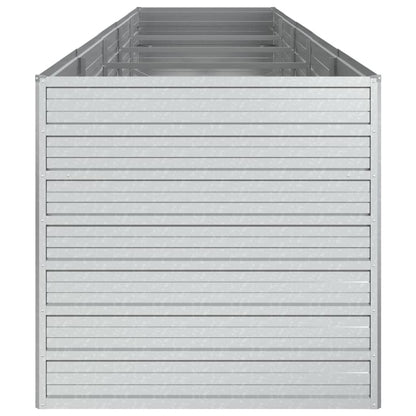 Plantenbak Verhoogd 400X80X45 Cm Gegalvaniseerd Staal Zilver 400 x 80 x 77 cm