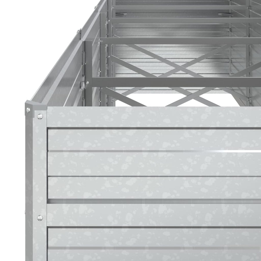 Plantenbak Verhoogd 400X80X45 Cm Gegalvaniseerd Staal Zilver 400 x 80 x 77 cm