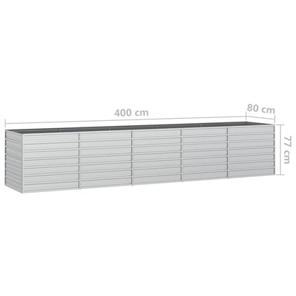 Plantenbak Verhoogd 400X80X45 Cm Gegalvaniseerd Staal Zilver 400 x 80 x 77 cm