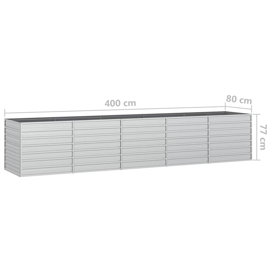 Plantenbak Verhoogd 400X80X45 Cm Gegalvaniseerd Staal Zilver 400 x 80 x 77 cm