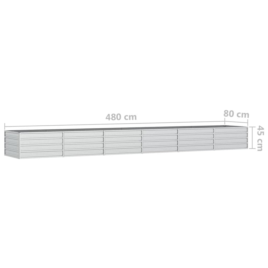 Plantenbak Verhoogd Gegalvaniseerd Staal Zilver 480 x 80 x 45 cm