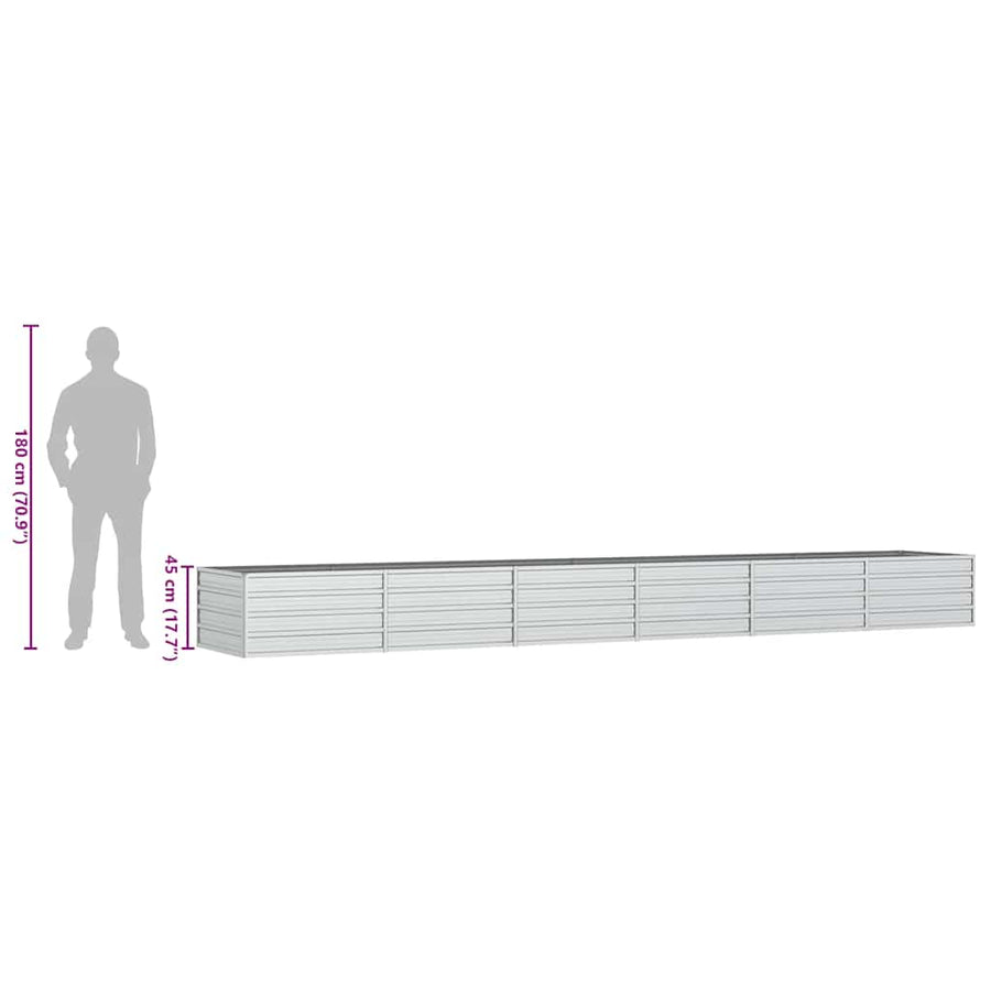 Plantenbak verhoogd 480x80x77 cm gegalvaniseerd staal zilver