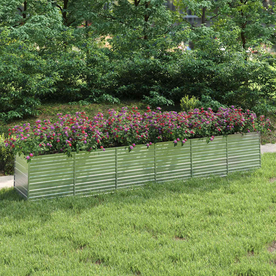 Plantenbak verhoogd 480x80x77 cm gegalvaniseerd staal zilver