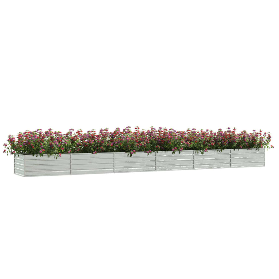 Plantenbak Verhoogd 600X80X45 Cm Gegalvaniseerd Staal Zilver 600 x 80 x 45 cm