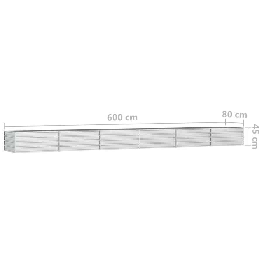 Plantenbak Verhoogd 600X80X45 Cm Gegalvaniseerd Staal Zilver 600 x 80 x 45 cm