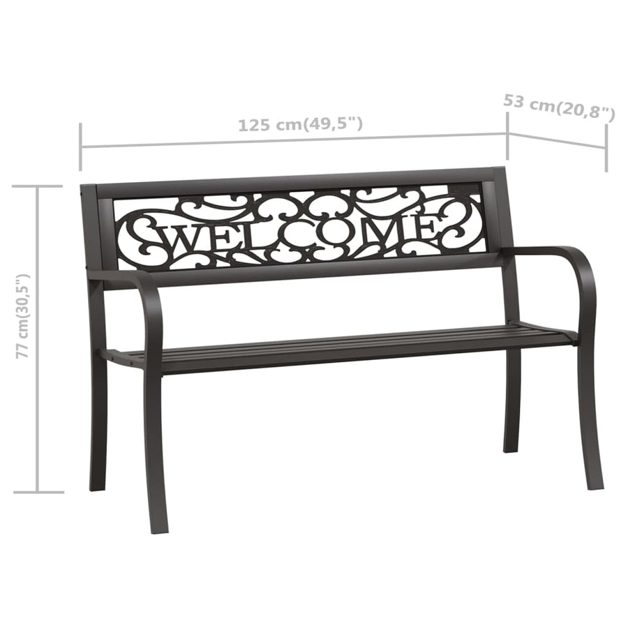 Tuinbank 125 cm staal zwart 1 125 cm Zwart