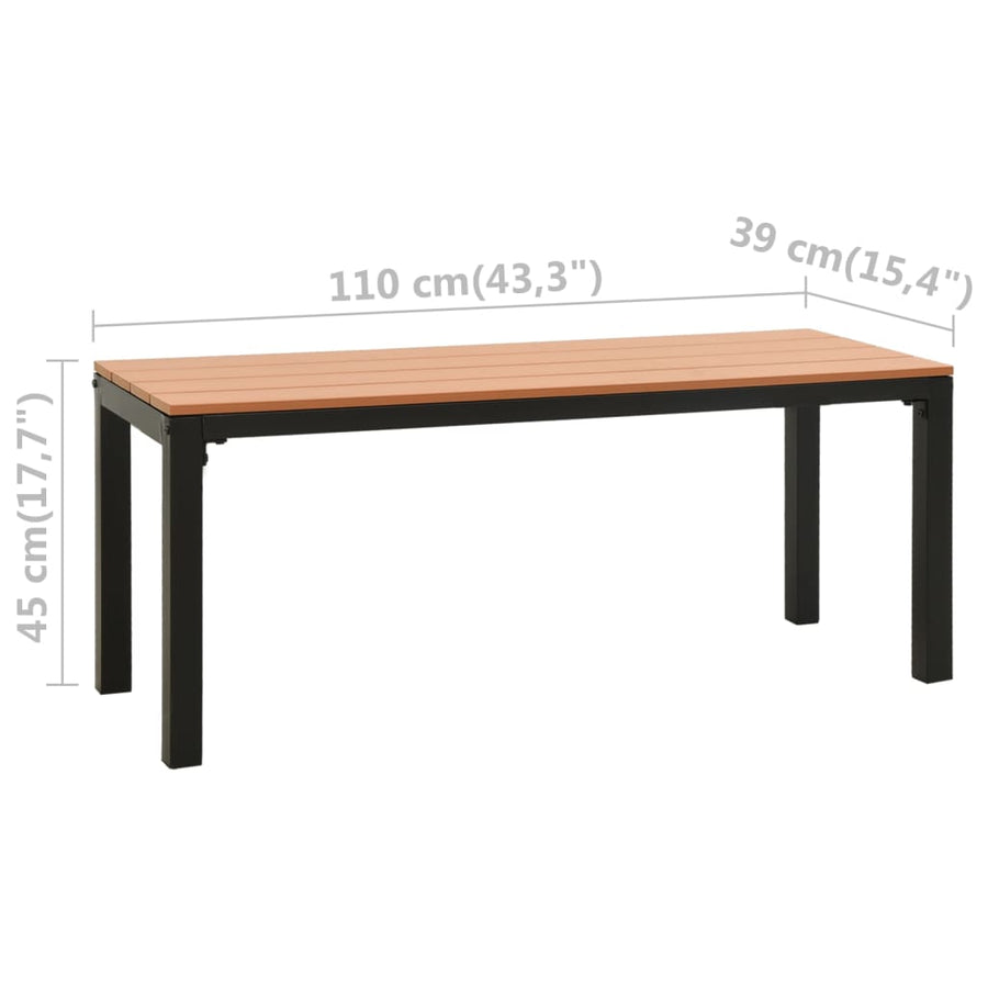 Tuinbank 0 cm staal en HKC Bruin en zwart