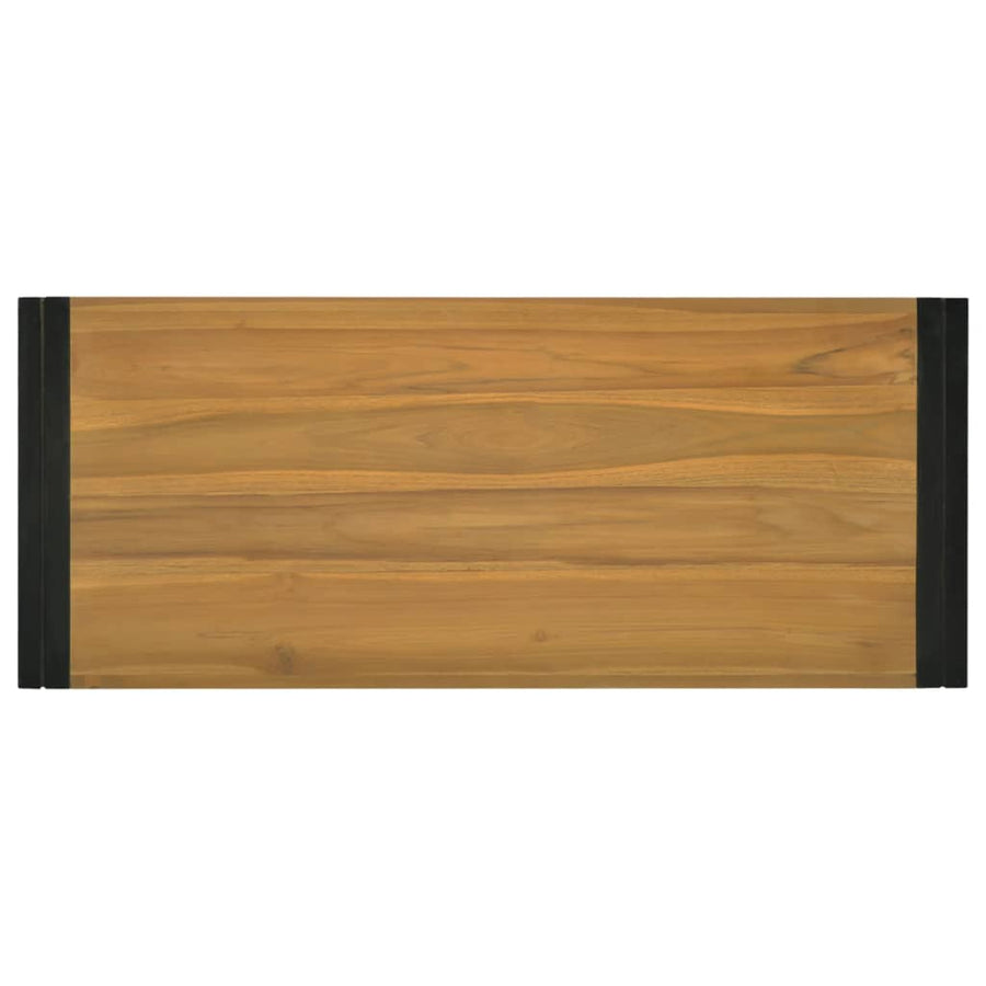 Badkamerwandkast Massief Teakhout Bruin En Zwart 110 x 45 x 35 cm