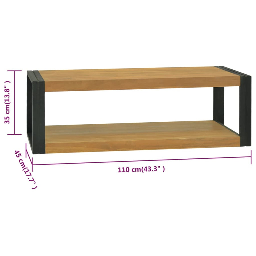 Badkamerwandkast Massief Teakhout Bruin En Zwart 110 x 45 x 35 cm