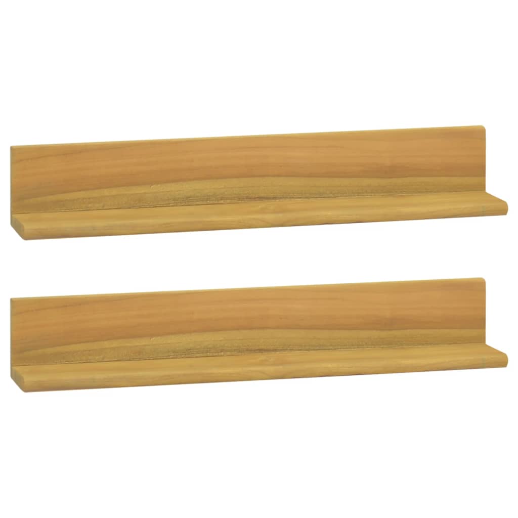 Wandschappen 2 St Massief Teakhout 60 x 10 x 10 cm