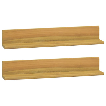 Wandschappen 2 St Massief Teakhout 60 x 10 x 10 cm