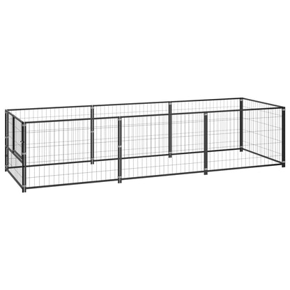 Hondenkennel 3 m² staal zwart 300 x 100 x 70 cm Zwart